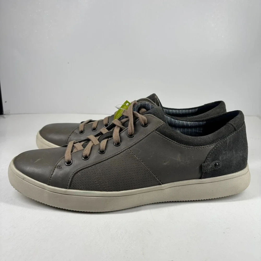 Rockport Colle Tie Men's US 14M Gray Leather Lace-Up Comfort Sneakers CH1742